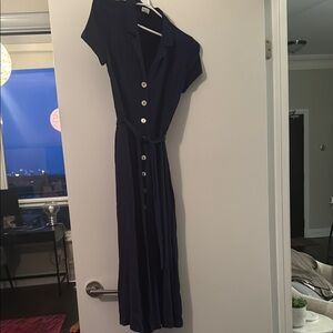 Wilfred Navy Buttoned Shirt Maxi Dress